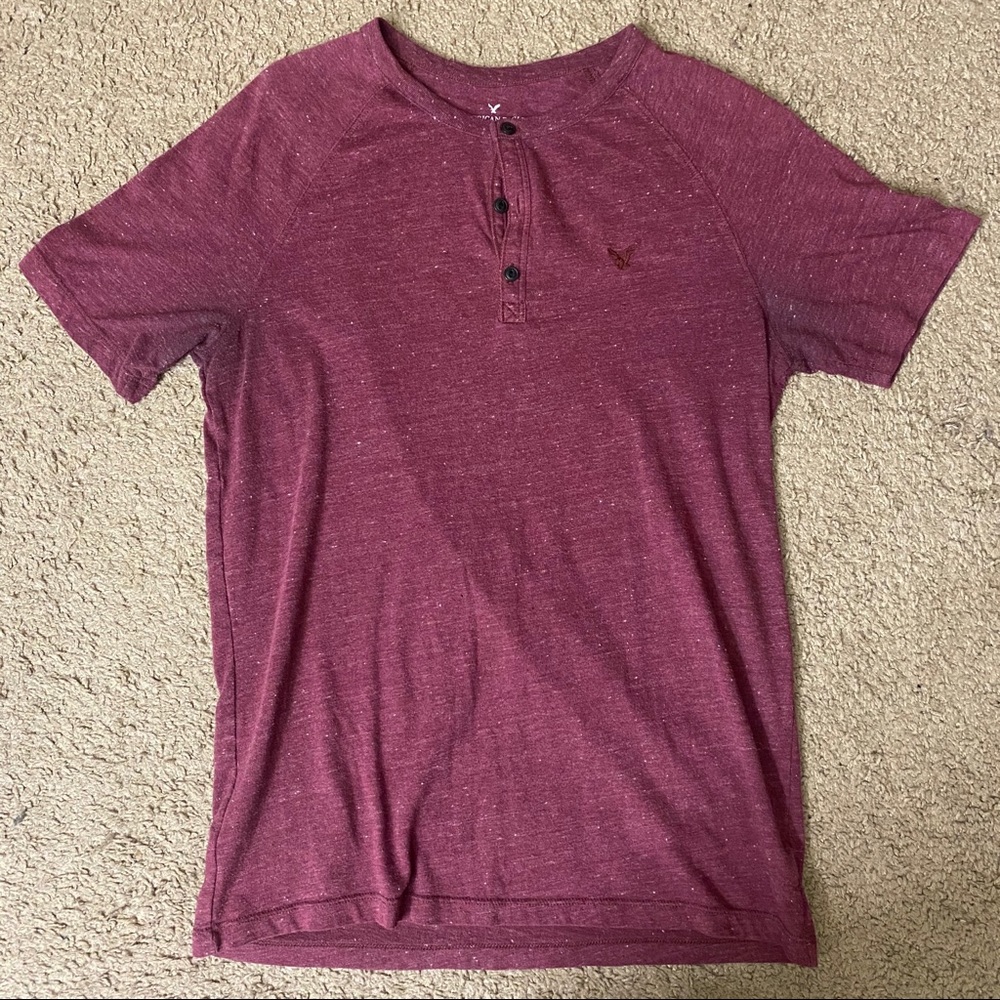 American Eagle button collar tee